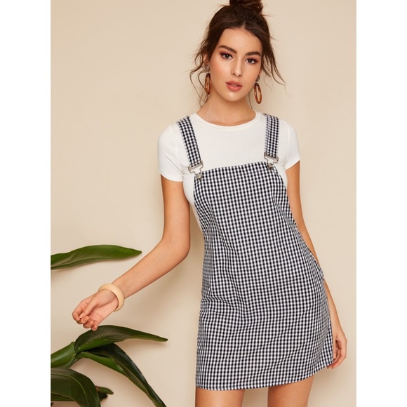 gingham overall skirt